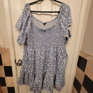 Floral Blue Women's Mini Skater Dress